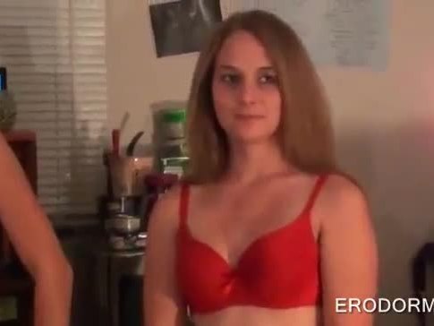 Sexy college girls strip and play with pussies